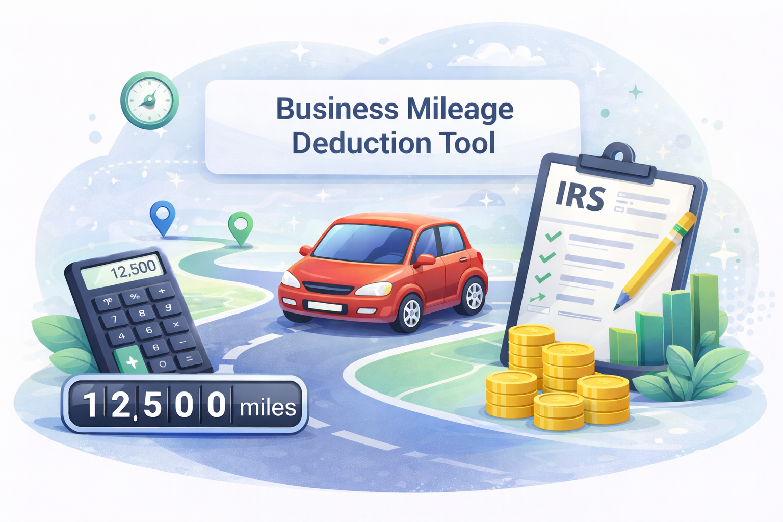 IRS mileage deduction calculator illustration
